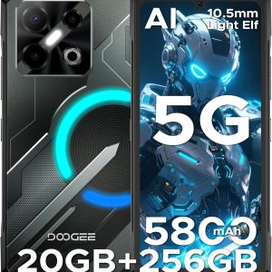 DOOGEE Blade GT Play 5G Rugged Smartphone Unlocked with RGB LED Light Effect,Rugged Phone 6.72" FHD+ 120Hz,6nm D7025 CPU,20GB+256GB, 10.5 mm Ultra-Thin Gaming Phones,5800mAh/50MP AI Camera/NFC