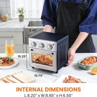 Elite Gourmet EAF0852SS 8.5Qt. Capacity Air Fryer Oven, Air Fry, Broil, Toast, Bake & Broil with Convection, Time and Temperature Controls, 800-Watts, Includes 25 Delicious Recipes, Stainless Steel - Image 2