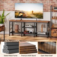 Furologee TV Stand for TVs up to 55 Inch, Entertainment Center with Open Storage Shelves, Media Console Table with Soundbar Shelf for Living Room, Bedroom, Rustic Brown - Image 5