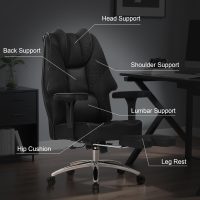 VECELO Big and Tall Office Chair 400lbs, Mesh High Back Computer Chair with Foot Rest, Ergonomic Desk Chair with Lumbar Support and Armrest, Black - Image 6