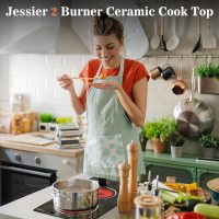 2 Burner Electric Cooktop - 12 Inch Plug in Portable 110V Electric Cook Top, Built-in & Countertop Ceramic Stove Top with Knob Control, 9 Power Levels and Overheat Protection - Image 3