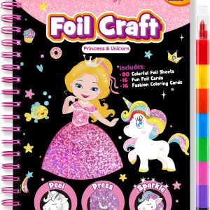 FUNNYB&G Foil Art Craft Activity for Kids - Gift for Girls Crafts for Kids Fun Art Supplies DIY Creative Travel Toy, Birthday Gift Party Favor Toys for Girls Boys 4 5 6 7 8 9 Years Old(Princess)