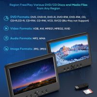 WONNIE 10.5" Two Car DVD Players Portable Dual Screen Headrest Video Player, Play a Same or Two Different Movies with 5-Hour Rechargeable Battery,2 AC Adapters,2 Mounting Brackets,Support USB/SD Card - Image 3