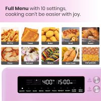 Retro Style Infrared Heating Air Fryer Toaster Oven, Extra Large Countertop Convection Oven 10-in-1 Combo, 6-Slice Toast, Enamel Baking Pan Easy Clean with Recipe Book, Classic Pink Color - Image 2