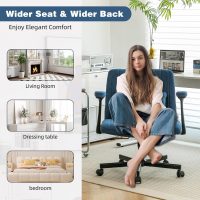 Criss Cross Armrest Office Chair with Wheels - Modern for Home Office, Meditation & Creative Work (Blue) - Image 6