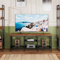 Furologee TV Stand for TVs up to 55 Inch, Entertainment Center with Open Storage Shelves, Media Console Table with Soundbar Shelf for Living Room, Bedroom, Rustic Brown - Image 8