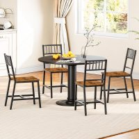 HOOBRO Kitchen Chairs Set of 2, Wooden Dining Room Chairs with Metal Frame, Dining Chairs with Back, Easy to Assemble, Farmhouse Dining Chairs for Kitchen, Living Room, Rustic Brown and Black BF39CD01 - Image 8