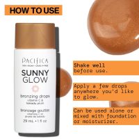 Pacifica Sunny Glow Liquid Face Bronzer Drops - Face Makeup Bronzing For Face & Cheeks for Instant Sun-Kissed Glow - Vitamin C & Glycolic Acid Infused Liquid Bronzer Illuminating Highlighting Clean - Image 12