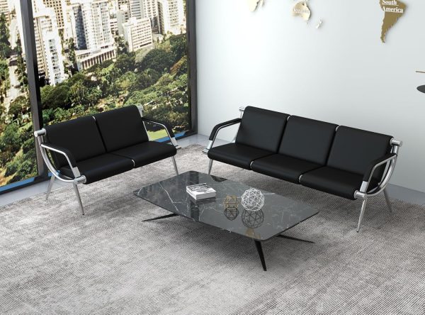 Kinsuite 5-Seats Waiting Room Chairs - Airport Reception Chair with Arms Waiting Benches PU Leather, Office Guest Chairs & Reception Chair for Clinic Office School Salon Lobby