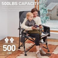 EVER ADVANCED Oversized Folding Camping Chair, for Adults Heavy Duty Lawn Chair with Side Pockets, Portable Collapsible Quad Chair for Outside, Support Up to 500lbs, Grey - Image 6