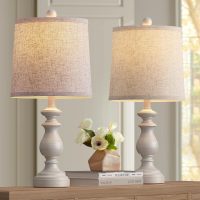 PARTPHONER Traditional Table Lamp Set of 2, Rustic Farmhouse Table Lamps for Living Room Bedroom, 22" Bedside Desk Lamps Vintage Nightstand Lamps with Linen Shades, Antique Grey - Image 9