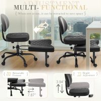 Furmax Ergonomic Criss Cross Legged Office Chair with Wheels, 360°Swivel Adjustable Height Kneeling Desk Chair with Footrest for ADHD, Yoga, Meditation, Home Office (Leather, Black) - Image 4
