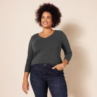Amazon Essentials Women's Regular-Fit 3/4 Sleeve V-Neck T-Shirt (Available in Plus Size), Multipacks - Image 6