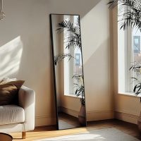 Delma Wall Full Length Mirror,Standing Mirror Full Body,Large Floor for Wall Door Bedroom Bathroom Living Room with Aluminium Frame(with Stand,56x15-Black) - Image 6