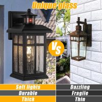 Motion Sensor Outdoor Wall Lights 2 Packs- Updated Dusk to Dawn Outdoor Lighting, Exterior Light Fixtures with E26 Sockets & Tempered Glass, Wall Mounted Black Waterproof Outdoor Lights for House - Image 7