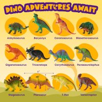 Beyond Innoventions Dinosaur Toys for Kids 2-4 | Value Pack of 12 Realistic Dino Toy, Play Mat & Storage Box Included | Non-Toxic & BPA Free | Plastic Dinosaur Toys for Kids 3-5 - Toy Dinos - Image 6