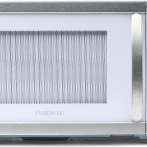 Farberware Countertop Microwave 1000 Watts, 1.1 cu ft - Microwave Oven With LED Lighting and Child Lock - Perfect for Apartments and Dorms - Easy Clean White, Platinum
