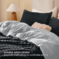 BEDELITE Fleece Queen Comforter Set -Super Soft & Warm Fluffy Black Bedding, Luxury Fuzzy Heavy Bed Set for Winter with 2 Pillow Cases - Image 5