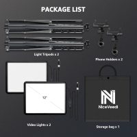 2-Pack LED Video Light Kit, NiceVeedi Studio Light, 2800-6500K Dimmable Photography Lighting Kit with Tripod Stand&Phone Holder, 73" Stream Light for Video Recording, Game Streaming, YouTube - Image 8