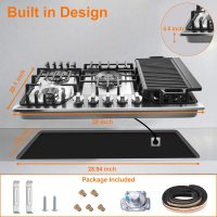 30 Inch Bulit-In Gas Cooktop with Griddle, 5 Italy SABAF Powerful Burners Over 92% High Efficiency, Max 48300BTU Gas Stove Top, 304 Stainless Steel Panel, NG/LPG Convertible, CSA Certified - Image 6