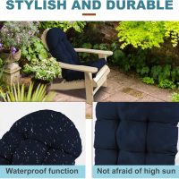 Adirondack Chair Cushion, Rocking Chair Cushion 44x19.4x4 inch, High Back Patio Cushions of Upper and Lower with Ties, Sunscreen and Fade-Resistant (Dark Blue, 2) - Image 4