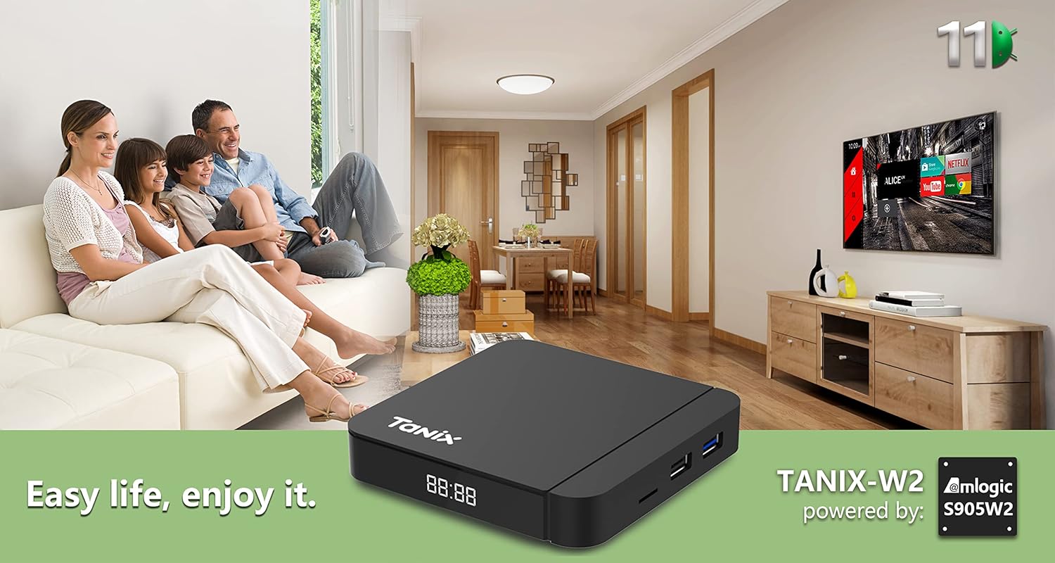 Android 11.0 TV Box,Tanix W2 Pro Amlogic S905W2 Quad Core RAM 4GB ROM 64GB Dual WiFi 2.4G/5.8G BT4.2 4K 6K AV1 Home Smart Media Player Set top Box