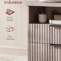 VASAGLE MAXE Collection - Set of 2 Nightstands with Charging Station, Bedside Table, Side End Table with 2 Drawers, Open Shelf, 2 AC Outlets, 2 USB Ports, Transitional, Bedroom, Washed Gray ULET926G01 - Image 6