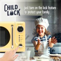 Nostalgia NRMO7YW6A Retro Compact Countertop Microwave Oven, 0.7 Cu. Ft. 700-Watts with LED Digital Display, Child Lock, Easy Clean Interior, Yellow - Image 4
