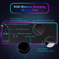 RGB Gaming Mouse Pad with Wireless Charging 15W, Large Desk Mat 800x300x4mm, 10 Light Modes Keyboard Pad with Non-Slip Rubber Base, Waterproof Mousepad for Gaming PC MacBook Laptop - Image 2