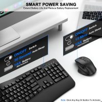 Wireless Keyboard and Mouse Combo, 2.4G Full Size Wave Keys Ergonomic Keyboard with Wrist Rest and 3-Level DPI Adjustable Wireless Ergonomic Mouse for Windows, Mac OS Desktop/Laptop/PC(Black) - Image 6