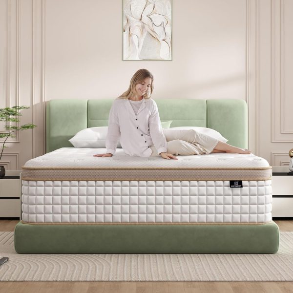 King Mattress, 14 Inch Hybrid Mattress in a Box, Memory Foam and Individual Pocket Springs, Innerspring Medium Firm for Pressure Relief, Edge Support, Comfy and Breathable, CertiPUR-US