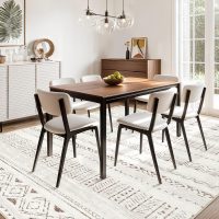 Large Living Room Area Rug 5x7: Soft Machine Washable Boho Moroccan Farmhouse Rugs for Bedroom Under Dining Table - Non-Slip Neutral Morden Indoor Floor Carpet for Home Office - Brown/Cream - Image 8