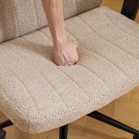 VINGLI Criss Cross Chair with Adjustable Flip-Up Arms,Cross Legged Chair with Wheels,Extra Wide Office Chair,Desk Chair for Home Office,Vanity,Bedroom, Apartment,Starry Chenille,Khaki - Image 7