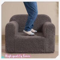 Kids Snuggly-Soft Sherpa Chair, Cuddly Toddler Foam Chair for Boys and Girls, Grey - Image 6