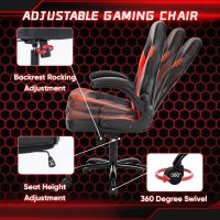 OLIXIS Computer Gaming Desk Chair - Big and Tall Ergonomic Comfy Lumbar Support with Flip-up Armrest and 360° Swivel Wheels, PU Leather Height Adjustable, for Home and Office, Red - Image 5
