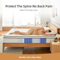 Queen Mattresses, 10 Inch Mattress Queen Size with Pocket Spring and Memory Foam for Pressure Relief, Motion Isolation, Edge Support, Medium Firm Mattress in a Box, CertiPUR-US, White - Image 4