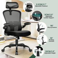 FelixKing Office Chair Ergonomic Desk Chair with Headrest, High Back Computer with Adjustable Lumbar Support and Wheels,Executive Swivel Comfy with flip-up Armrests for Home Office - Image 4