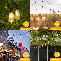 Brightever LED Outdoor String Lights 100FT Patio Lights with 52 Shatterproof ST38 Vintage Edison Bulbs, Outside Hanging Light Waterproof for Porch, Deck, Garden, Backyard, Balcony, Dimmable 2700K - Image 5