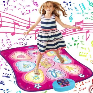 SUNLIN Dance Mat - Dance Mixer Rhythm Step Play Mat - Dance Game Toy Gift for Kids Girls Boys - Dance Pad with LED Lights, Adjustable Volume, Built-in Music, 3 Challenge Levels (3-12 Years Old)