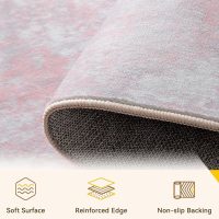 Washable Area Rugs 5'x7' Non-Slip Modern Abstract Soft for Living Room Entryway Bedroom Nursery, Print Pattern, Grey Pink - Image 4