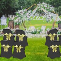 HAINARverS Stretch Spandex Folding Chair Covers 30PCS Universal Fitted Chair Cover Protector for Wedding,Party, Banquet, Holidays, Celebration, Decoration (Black, 30 PCS) - Image 2