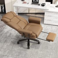GYI Criss Cross Chair with Wheels, 160°Big and Tall Reclining Office Desk Chair with High Back, Wide Seat, Arms, Footrest, Brown - Image 3