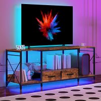 There are Installation Videos + Scene Videos .TV Stand with LED Lights Power Outlets - TV Stand with Fabric Drawers for 65 70 75 Inches TV -Can Also be Used in Multiple Scenes, Living Room, Bedroom - Image 6