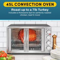 Elite Gourmet ETO-4510M French Door 47.5Qt, 18-Slice Convection Oven 4-Control Knobs, Bake Broil Toast Rotisserie Keep Warm, Includes 2 x 12" Pizza Racks, Stainless Steel - Image 3