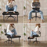 Ergonomic Cross Legged Office Chair with Rubber Wheels - Breathable Mesh Fabric - 360° Swivel ADHD Chair, Wider & Thicker Cushions for Meditation Chair, Criss Cross, and Kneeling - Image 4