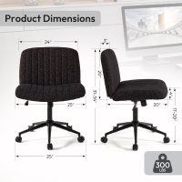 Dowinx Criss Cross Chair with Wheels, Preminum Fabric and Pocket Spring Cushion, Adjustable Swivel Wide Seat Computer Chair, Morden Design Vanity Chair Black - Image 2