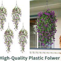 Artificial Fake Hanging Flowers Plants for Outdoor Spring Decoration,1 PCS Faux Silk Daisy with Eucalyptus Leaves,UV Resistant Look Real for Outside Home Indoor Planter Porch Patio Balcony Yard Decor - Image 2