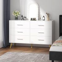 Shintenchi 6 Drawer Dresser, Wide Chest of Drawers Organizer Storage with Drawers, Large Storage Cabinet, Modern Design Dresser for Bedroom, Living Room, Porch, White - Image 6