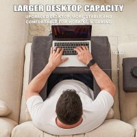 Lap Desk Pillow for Laptop, Large Reading Pillow for Adult, Arm Rest Pillow with Cup Holder, Memory Foam Bed Desk for Working, Gaming, Reading, Laptop Desk for Couch Bed Floor(Grey) - Image 2