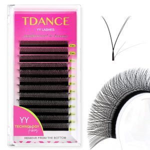 TDANCE YY Lash Extensions C Curl 0.07mm Thickness Volume Extension 4D Fans 8-15mm YY Lashes Long Lasting Easy Application Lashes Premade Fans Matte Black Lashes(YY, C-0.07,8-15mm)